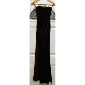 Windsor Women's‎ Burgundy Velvet Strapless Ruched Maxi Dress Formal Gown